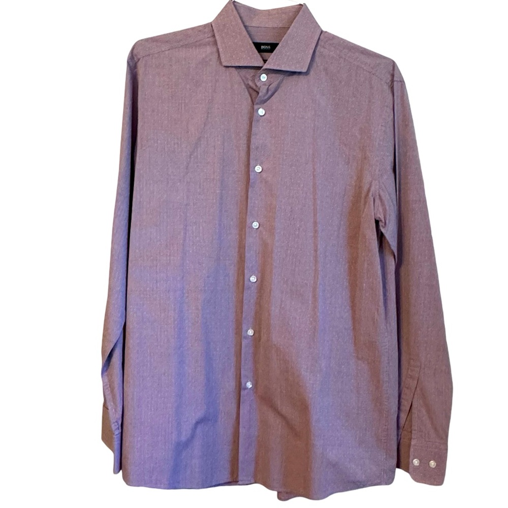 Hugo Boss Black Label Purple Sharp Fit Purple Dress Button Up Shirt sz 16 34/35